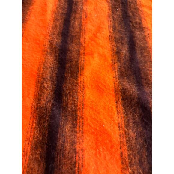 VTG Orange Black Striped Bedspread 1970s Retro 60x80 Burlington House Collection - Picture 10 of 14